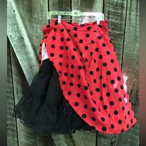 50s Rockabilly Skirt Smock Waist Swing Party Black + CRINOLINE PETTICOAT vintage